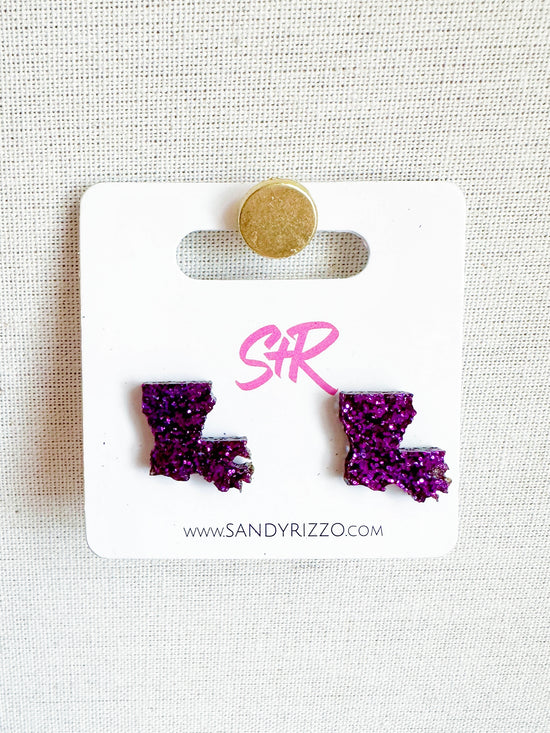 Purple Glitter Louisiana Stud