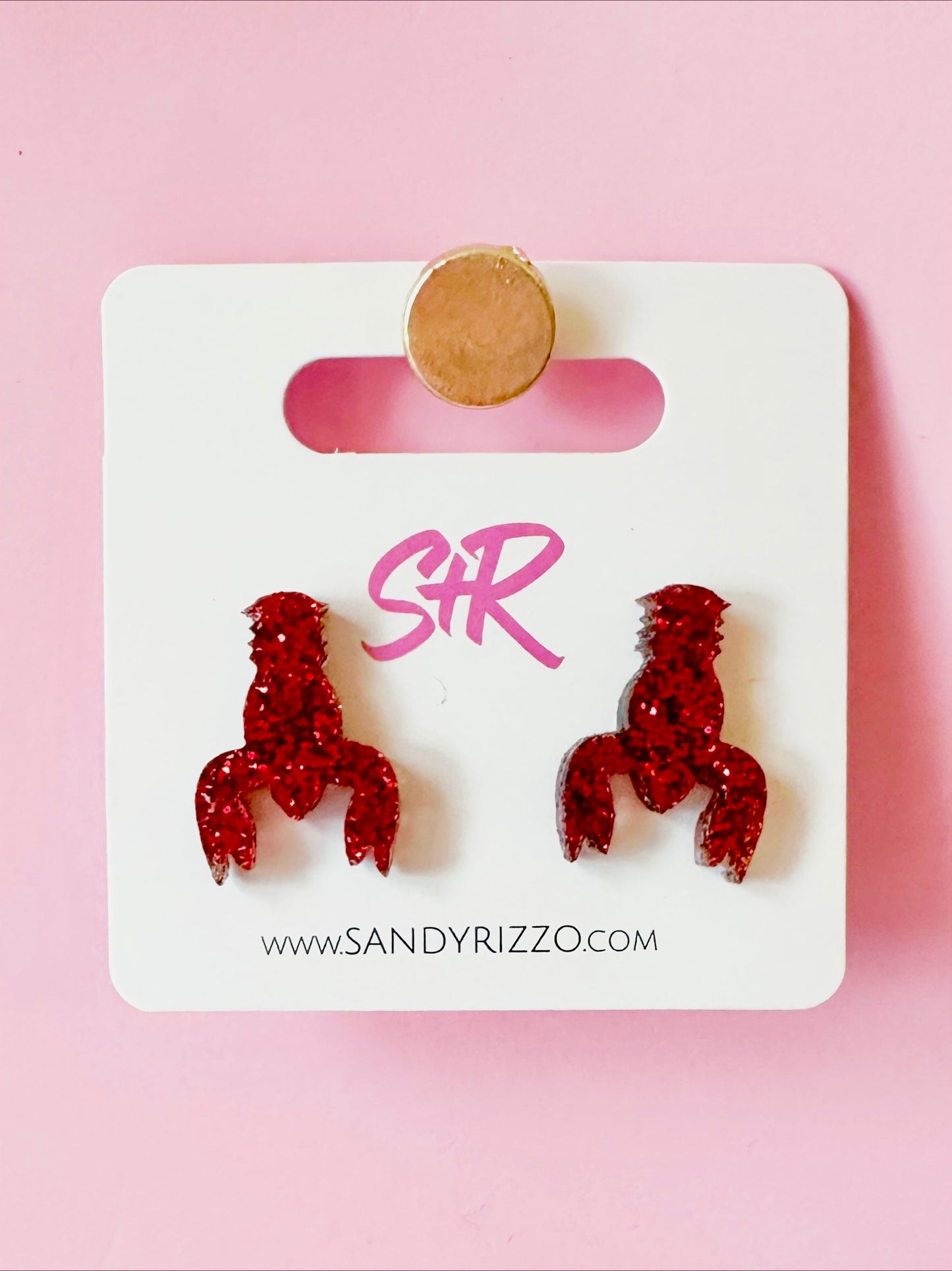 Red Glitter Crawfish Stud