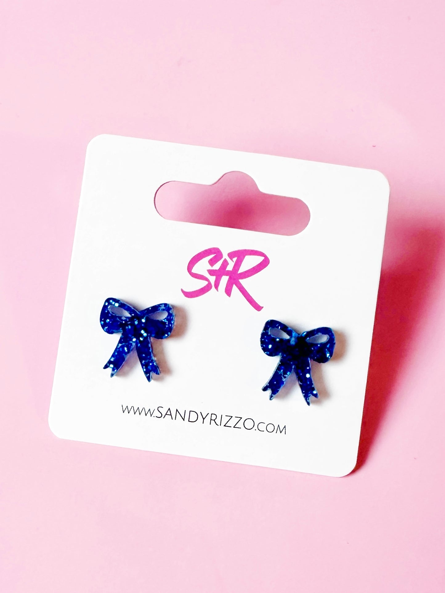 Blue Sparkle Bow Stud
