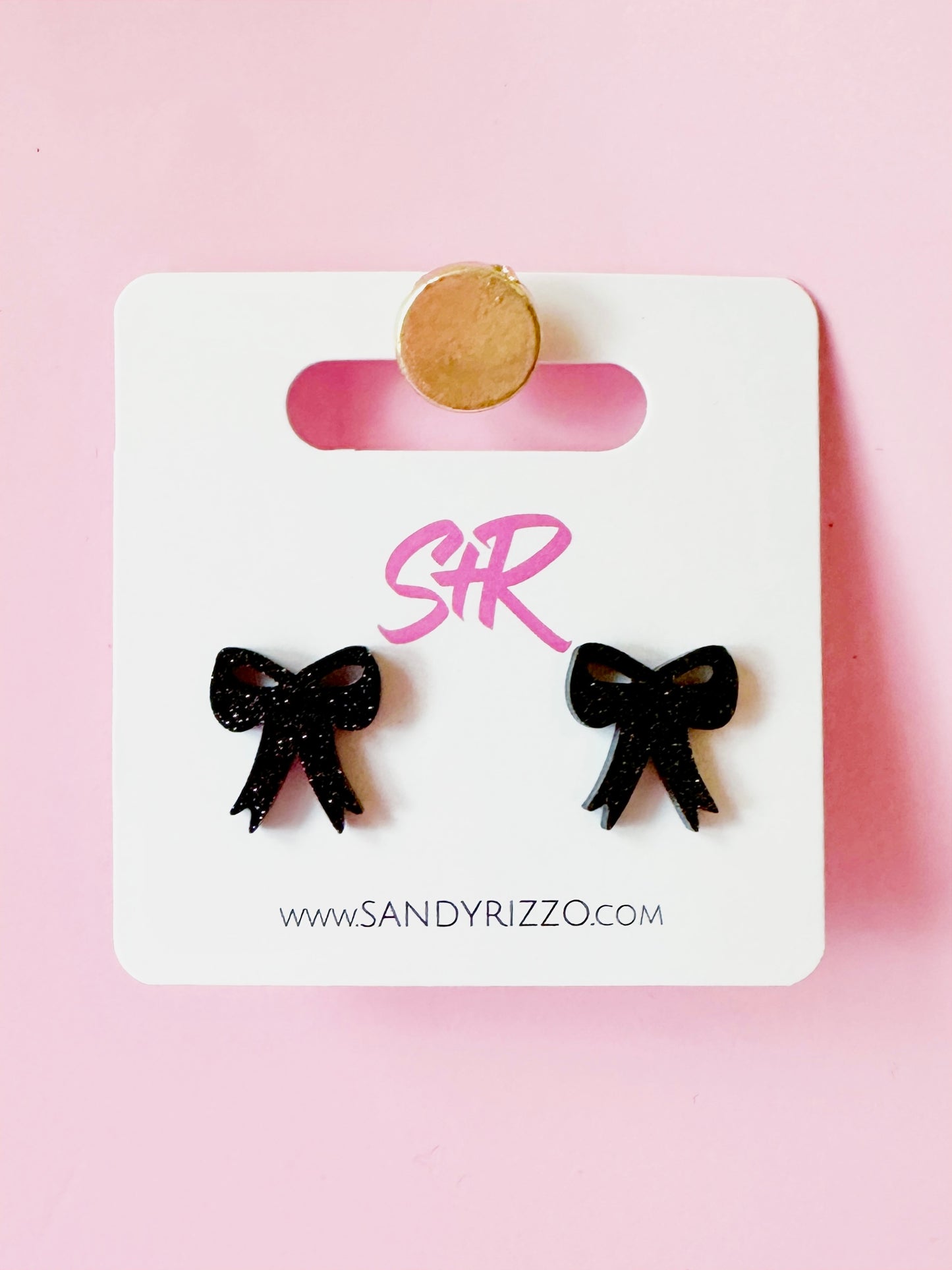 Black Sparkle Bow Stud