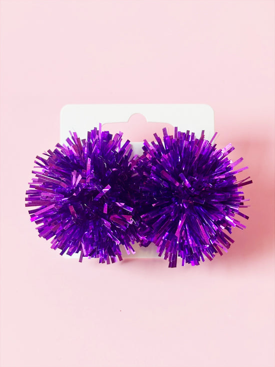 Purple Party Pom Stud