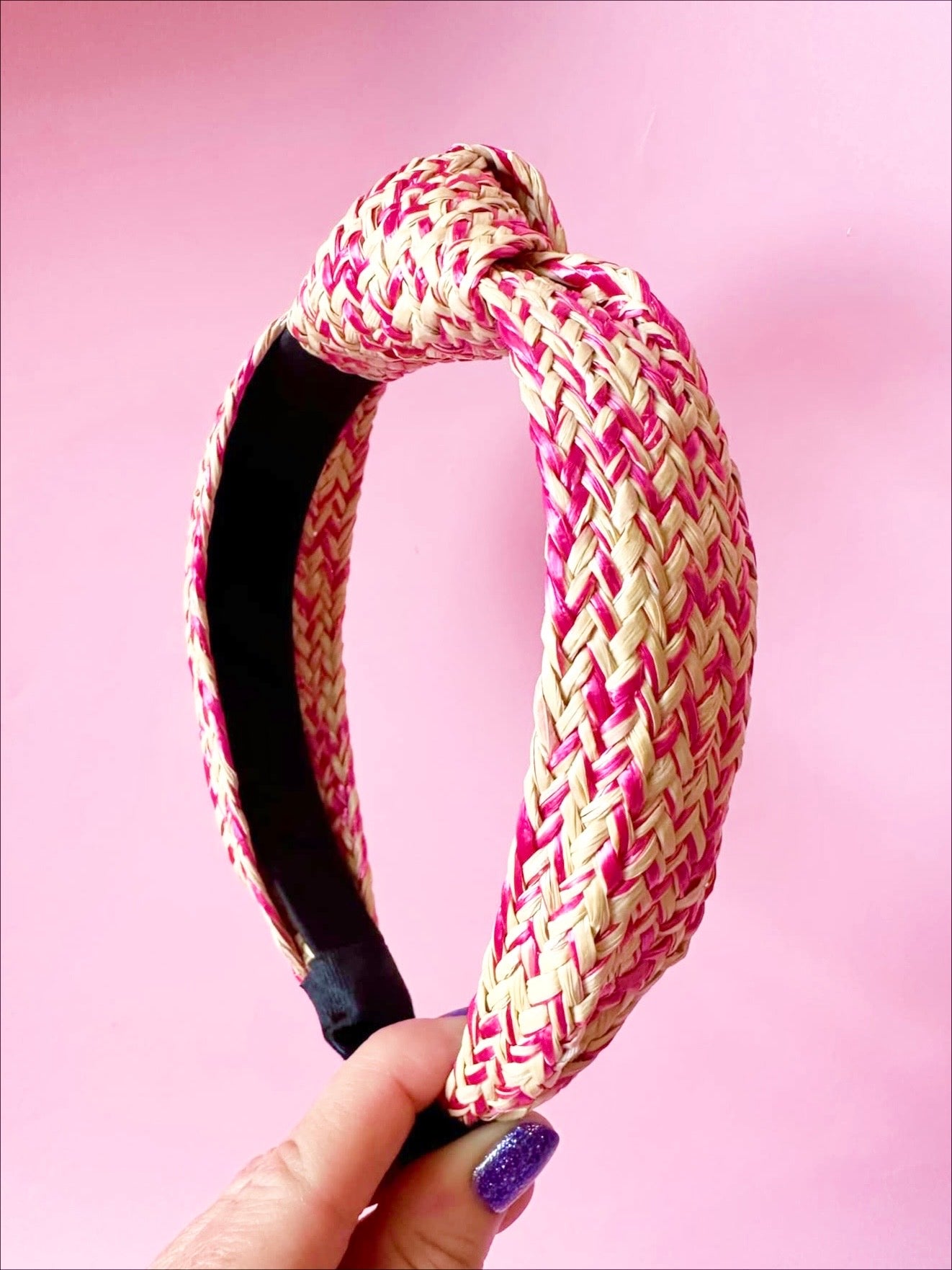 Hot Pink Raffia Headband