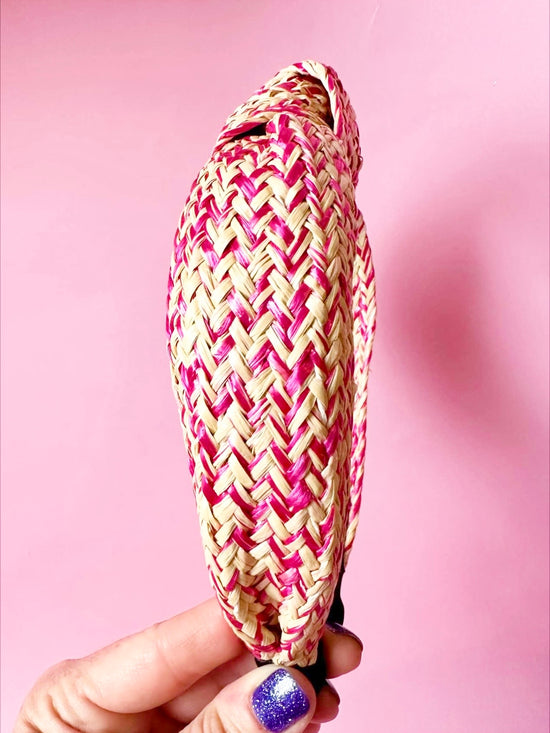 Hot Pink Raffia Headband