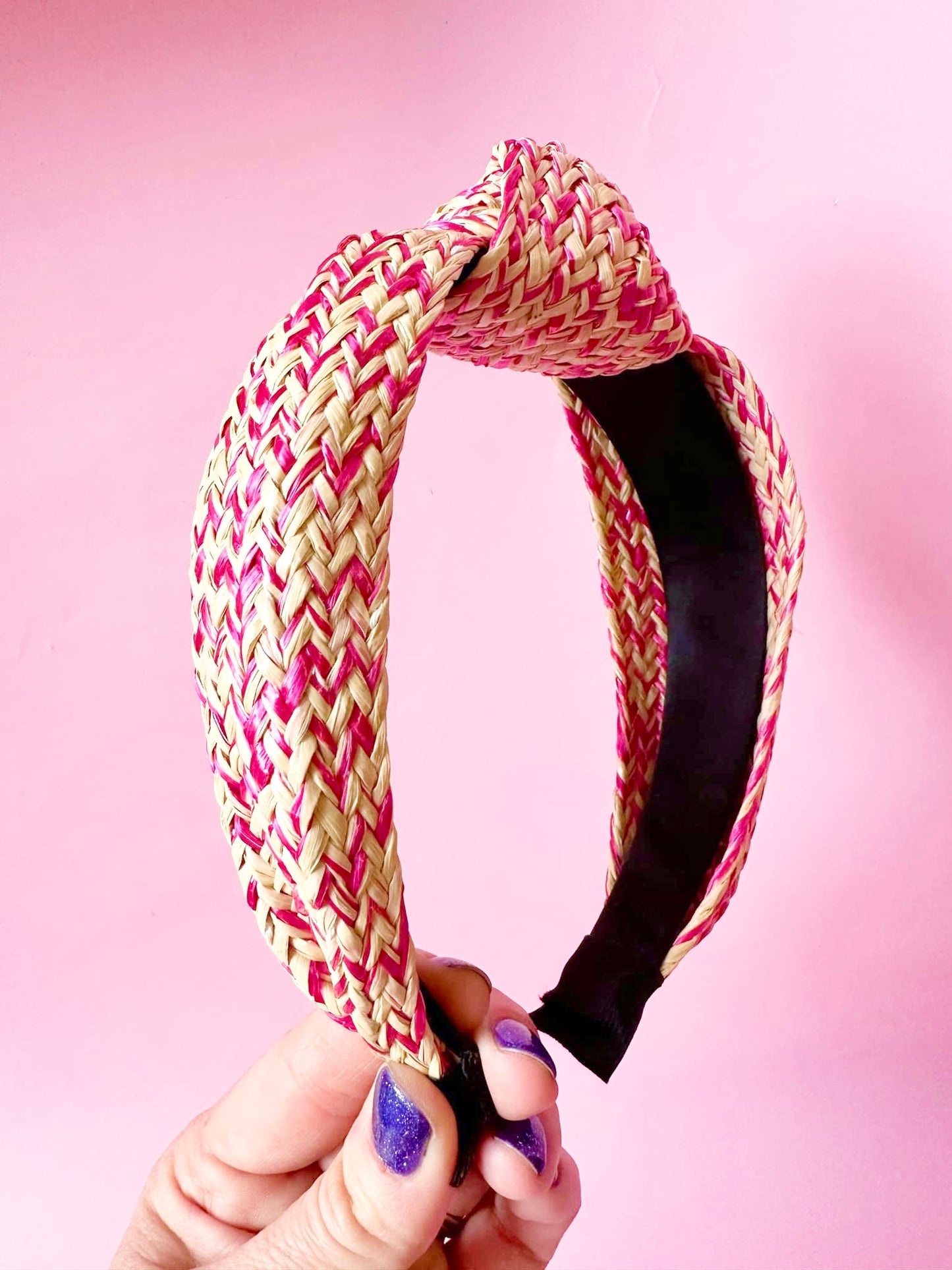 Hot Pink Raffia Headband