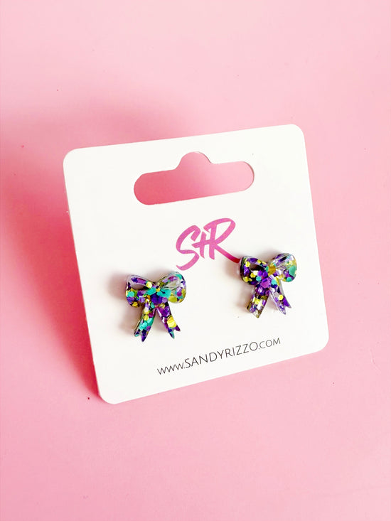 Spring Glitter Bow Stud