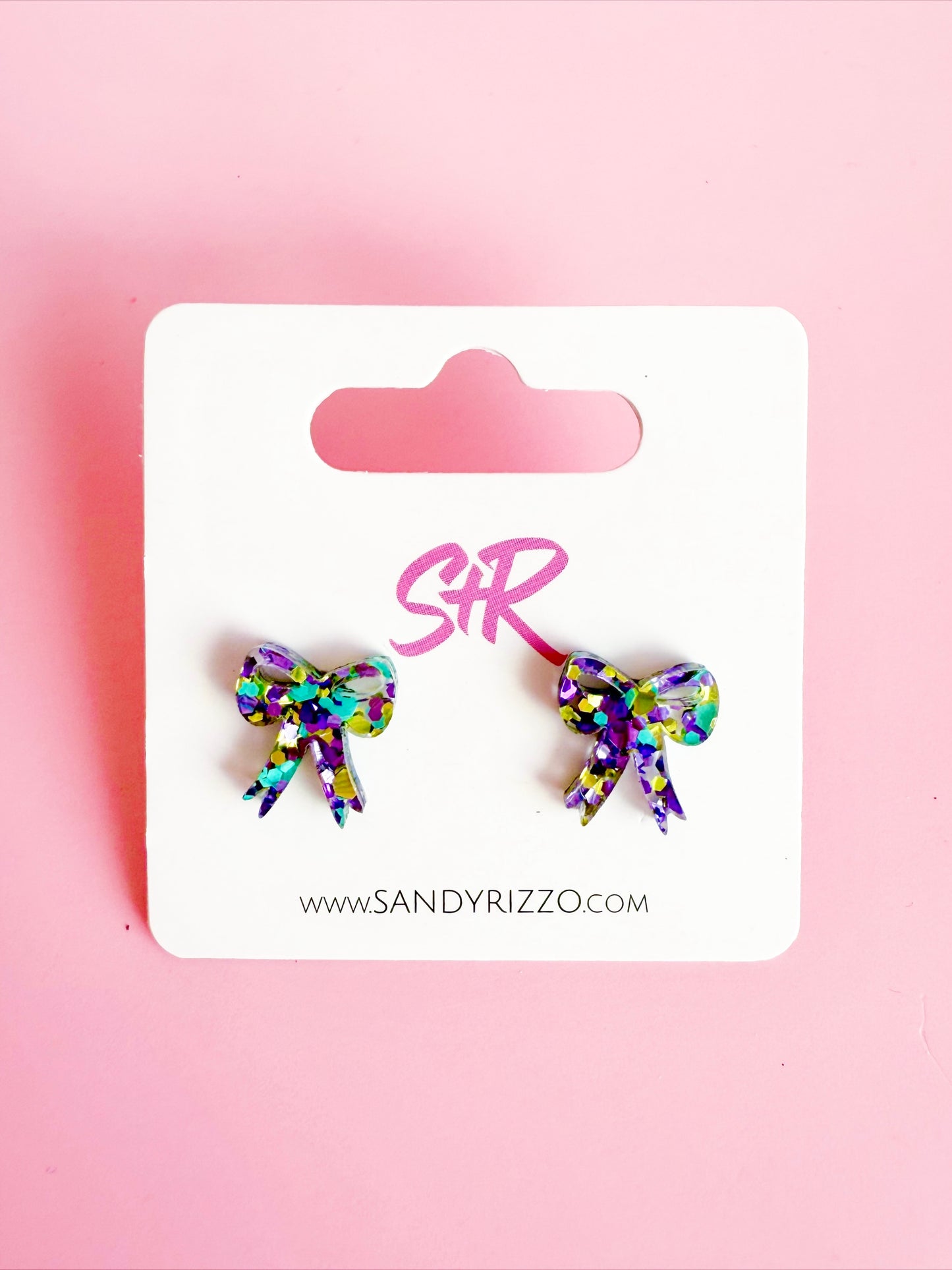 Spring Glitter Bow Stud