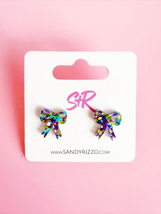 Spring Glitter Bow Stud