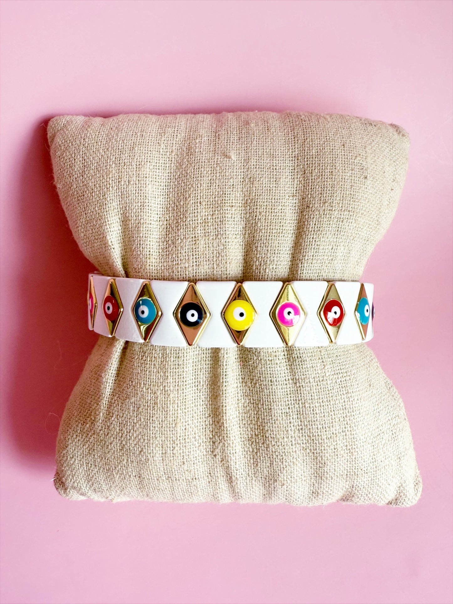 White and Gold Tile Bracelet