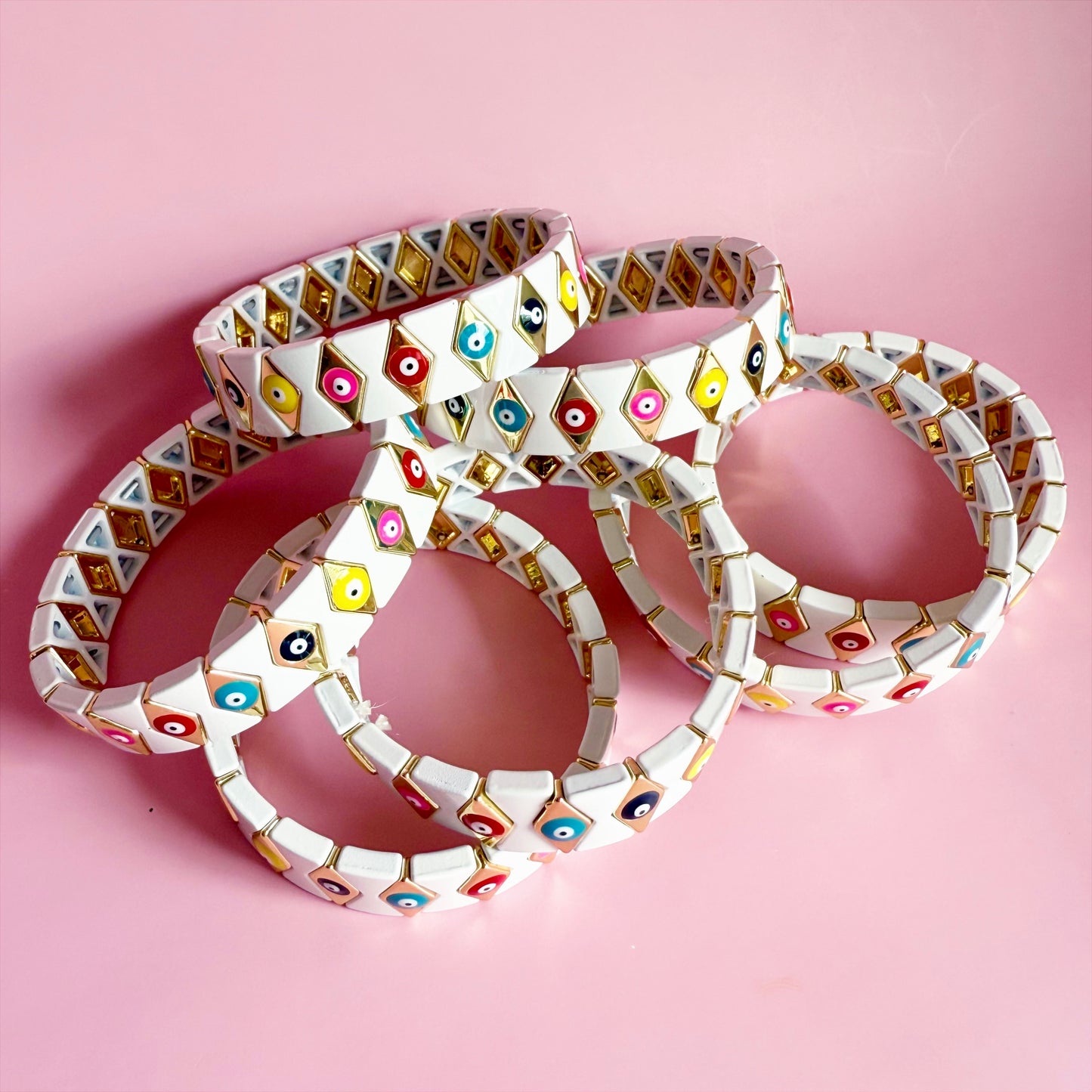 White and Gold Tile Bracelet