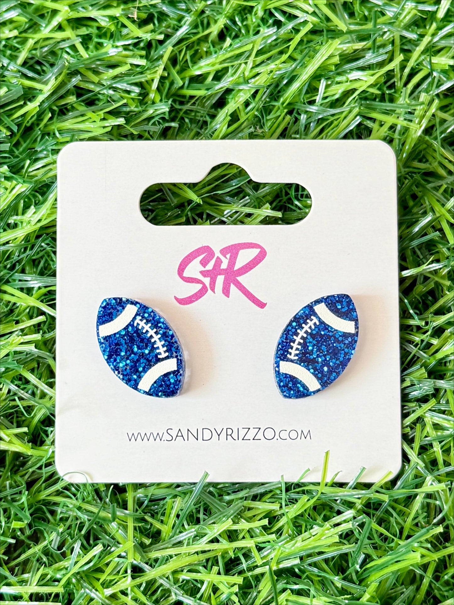 Blue Glitter Football Stud