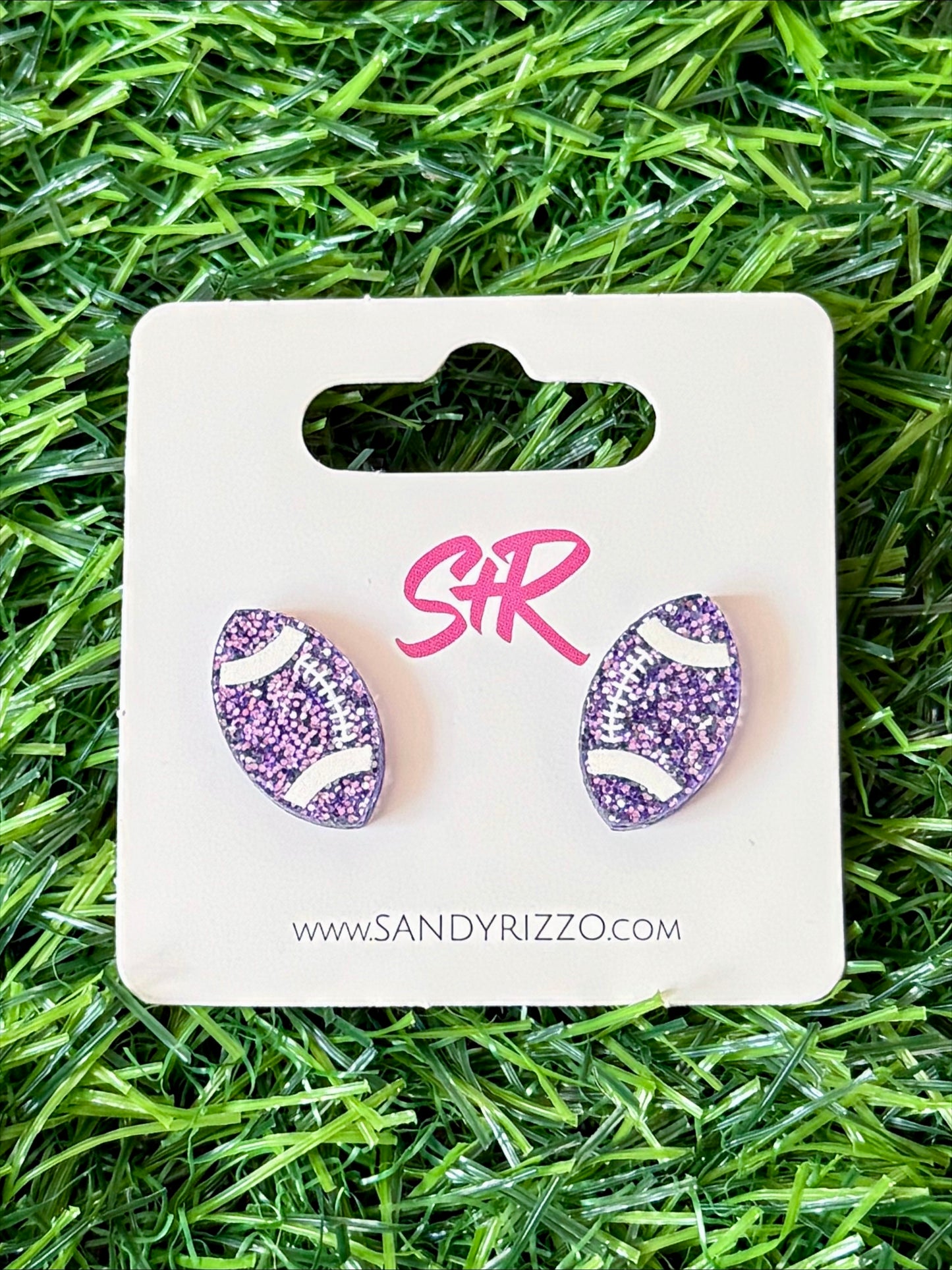 Purple Glitter Football Studs
