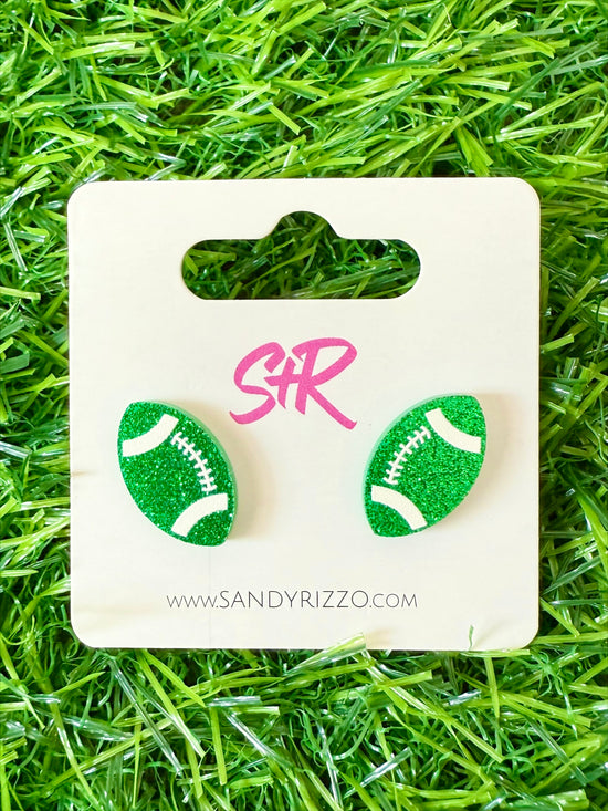 Green Glitter Football Studs