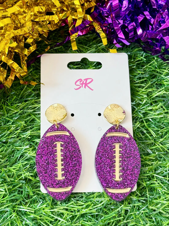 Purple Glitter Football with Gold Laces