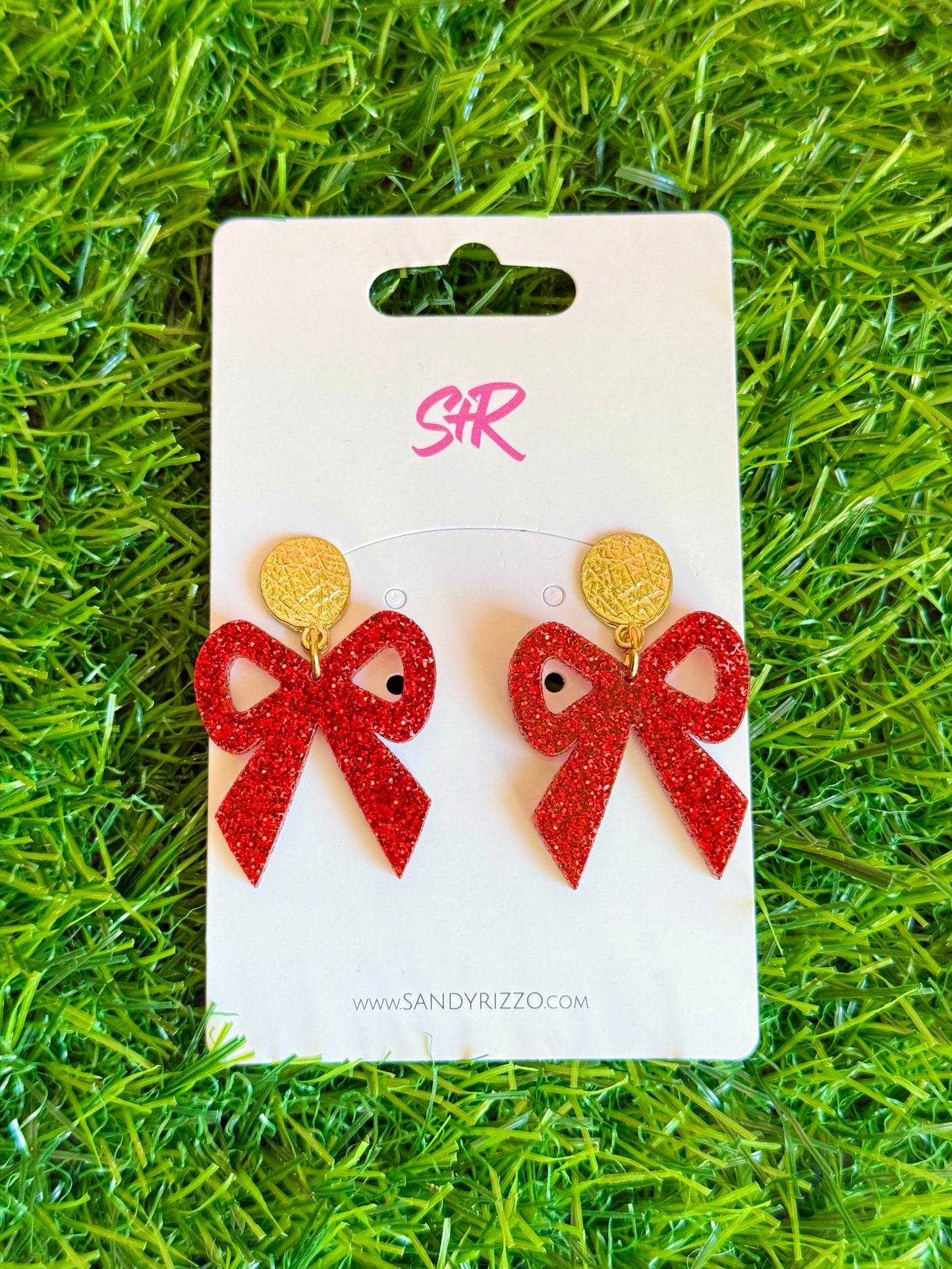 Red Glitter Bow Dangle