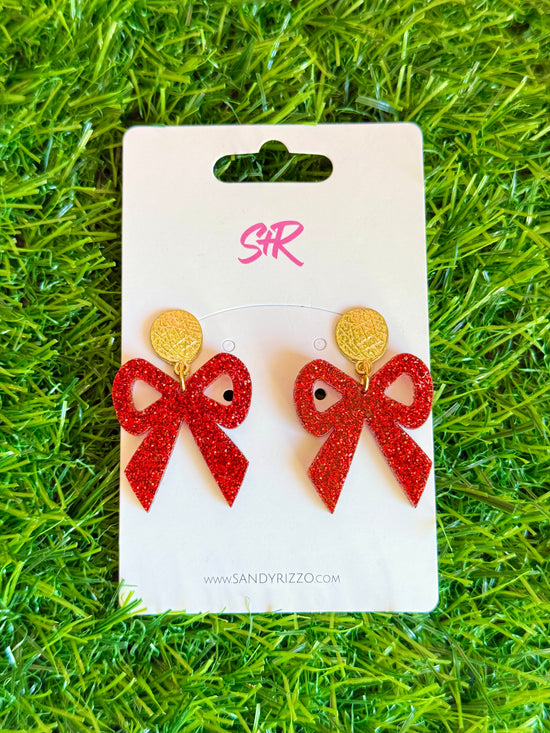Red Glitter Bow Dangle
