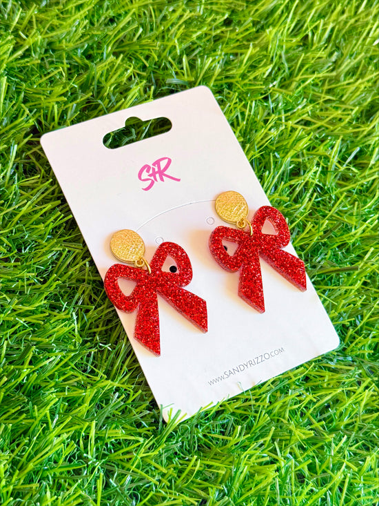 Red Glitter Bow Dangle