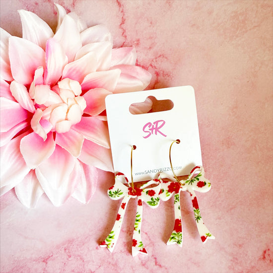 Red Floral Bow on a Hoop