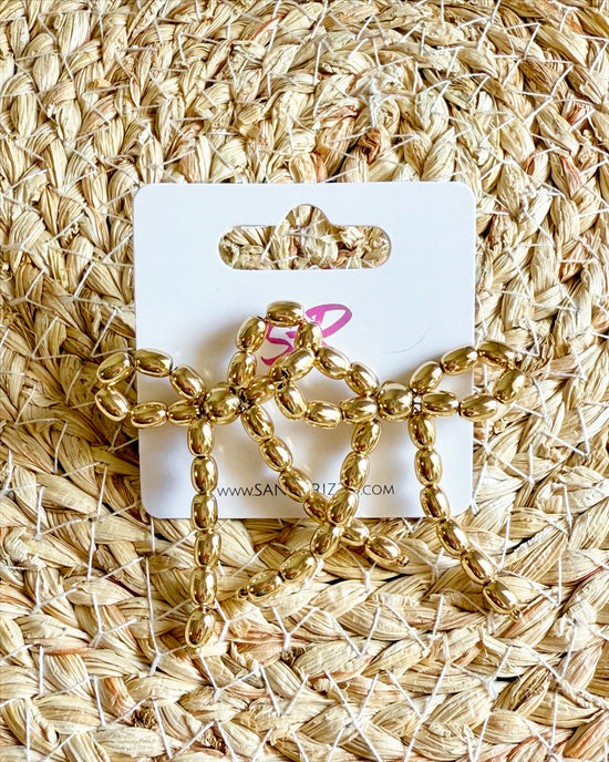 Beaded Gold Bow Stud