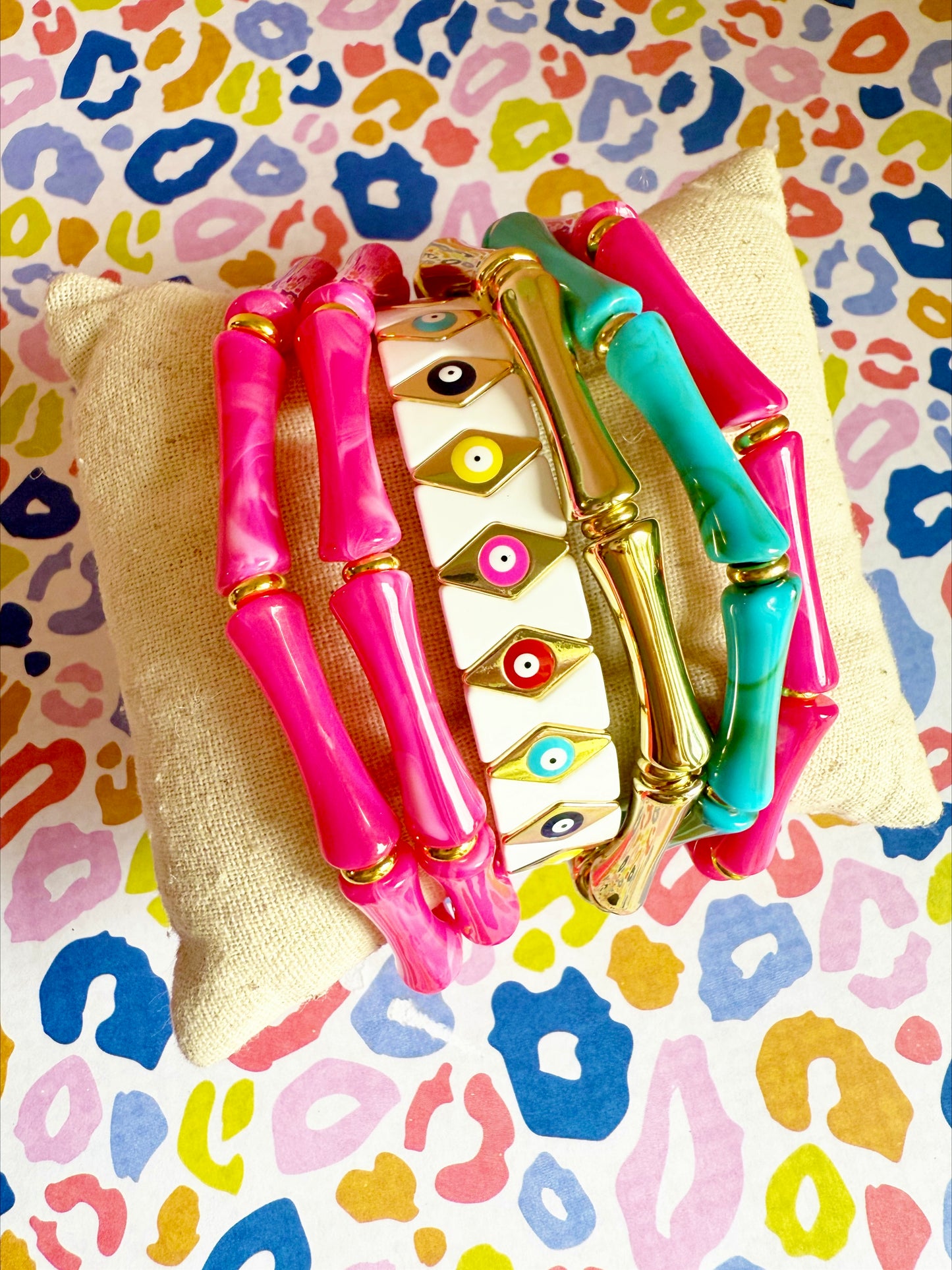 White and Gold Tile Bracelet