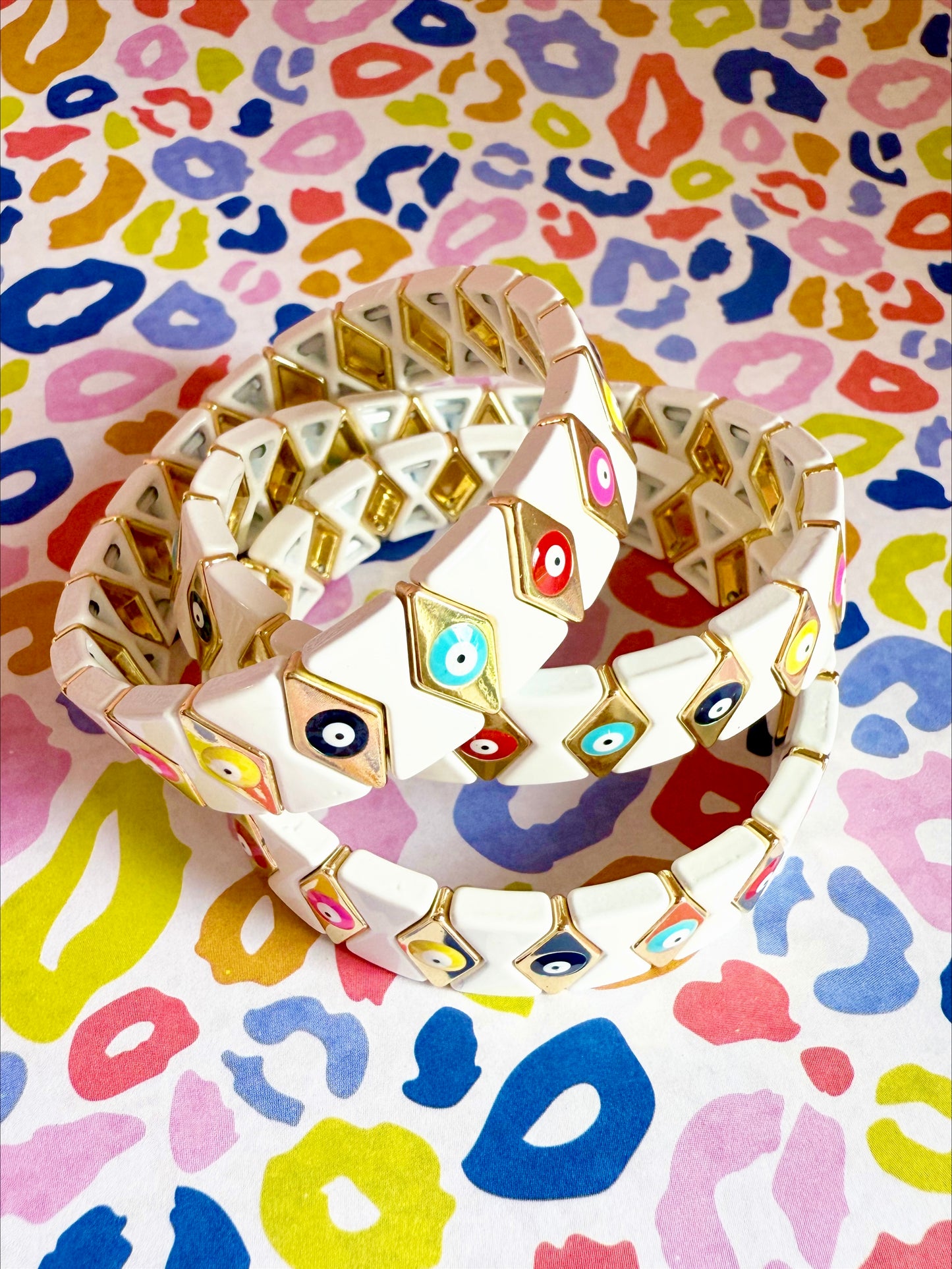 White and Gold Tile Bracelet