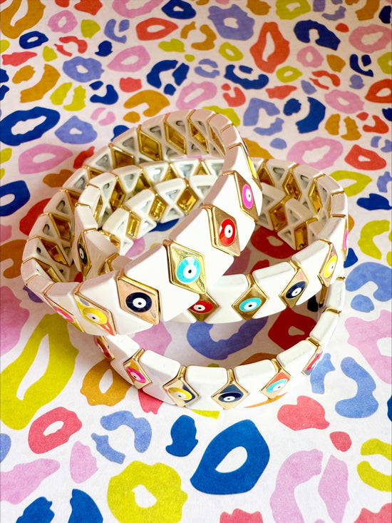 White and Gold Tile Bracelet