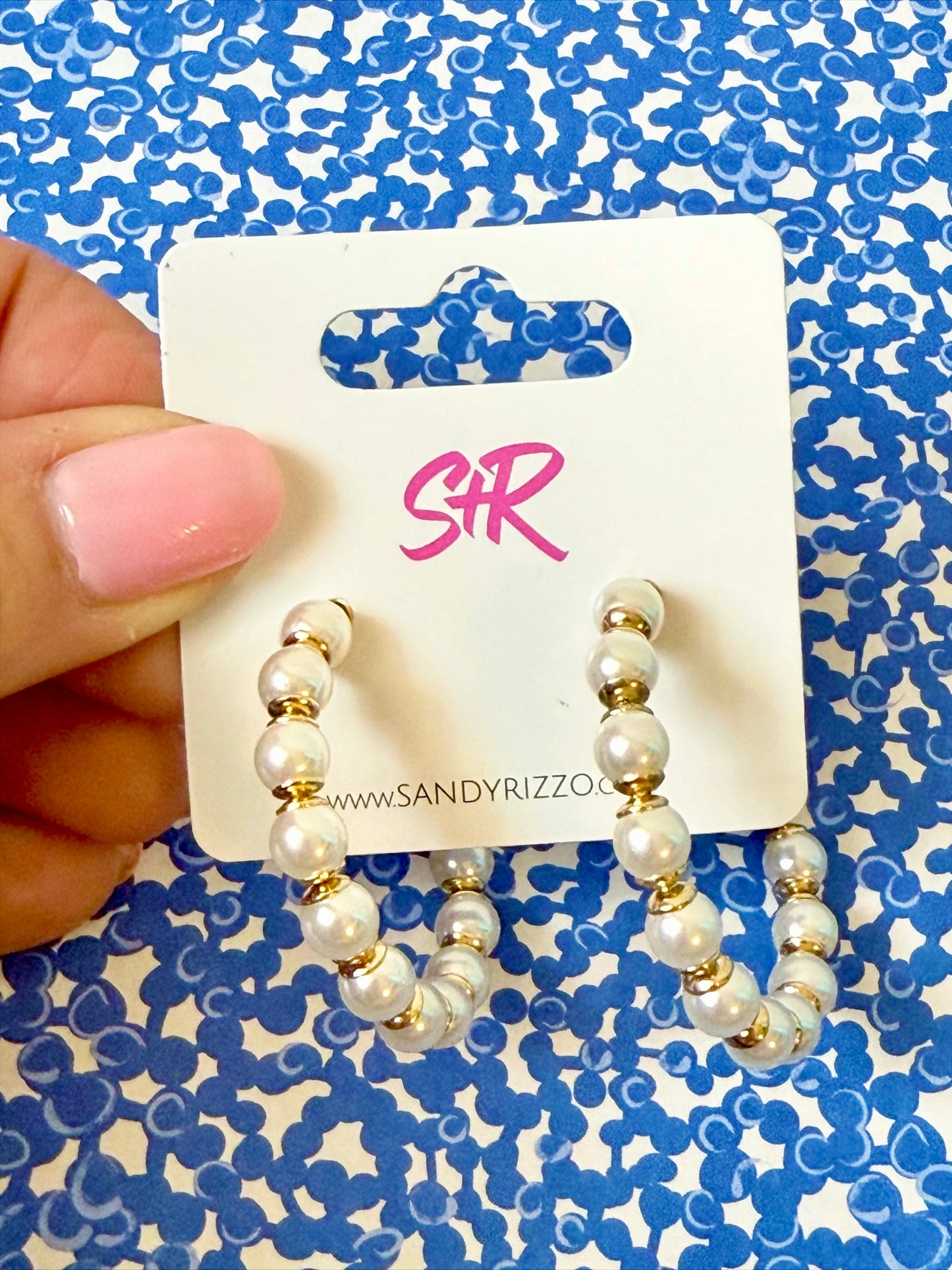 Beaded Pearl Hoops
