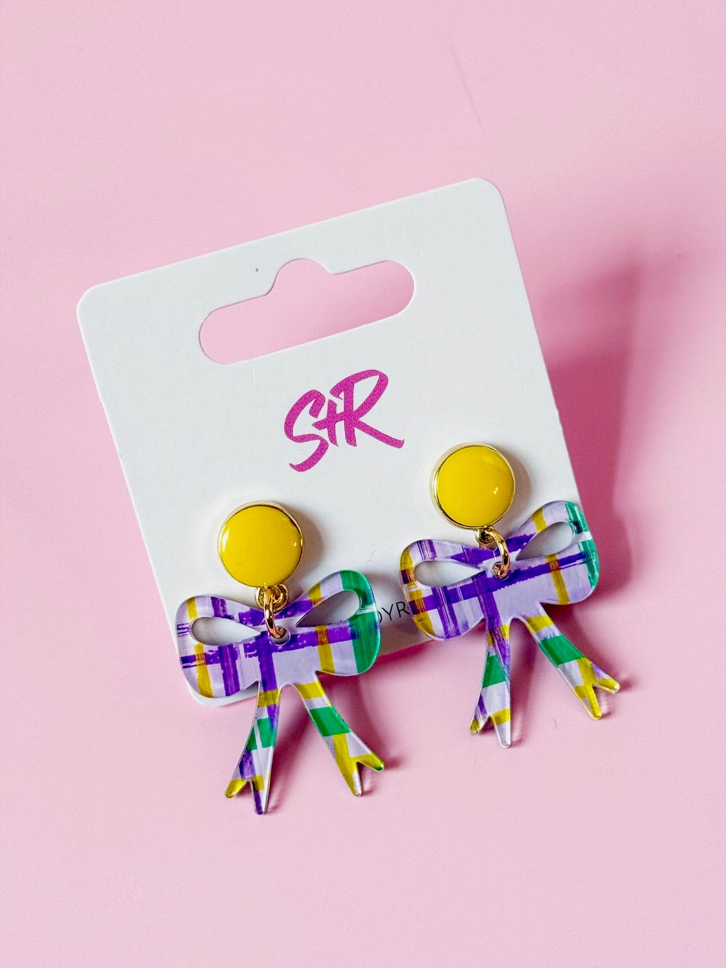 Mardi Gras Art Plaid Petite Bow