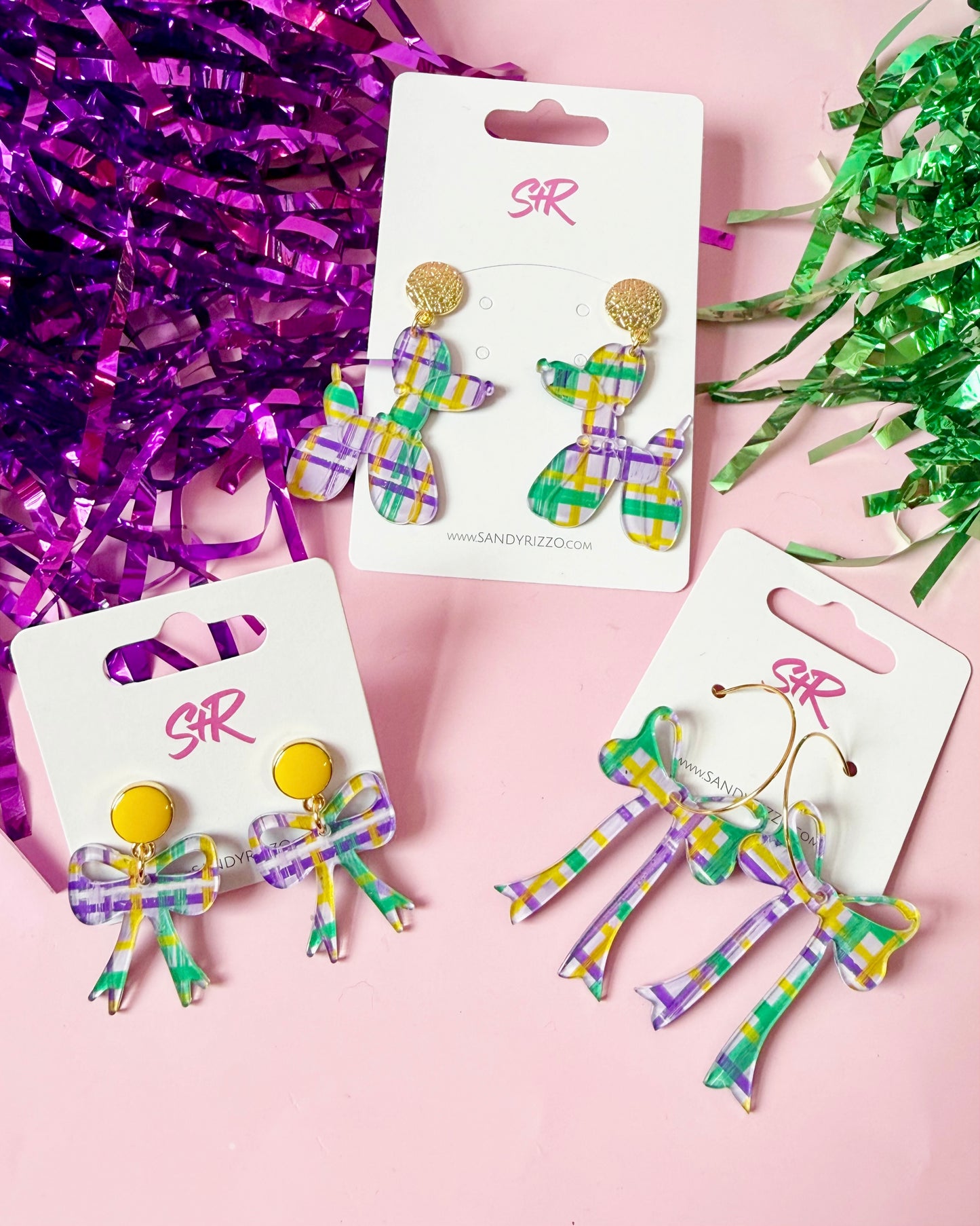 Mardi Gras Art Plaid Balloon Dog