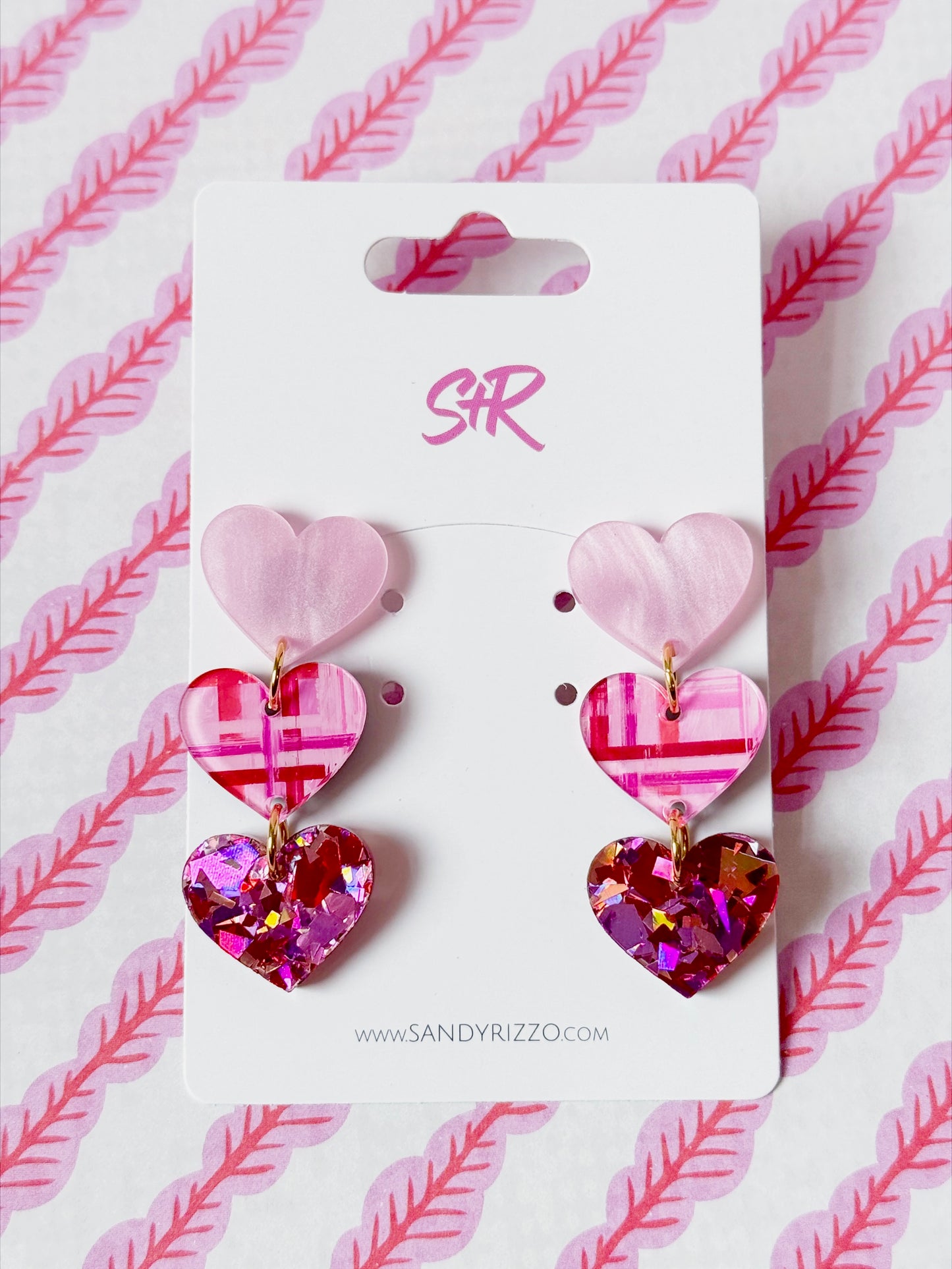Valentine's Plaid Triple Heart