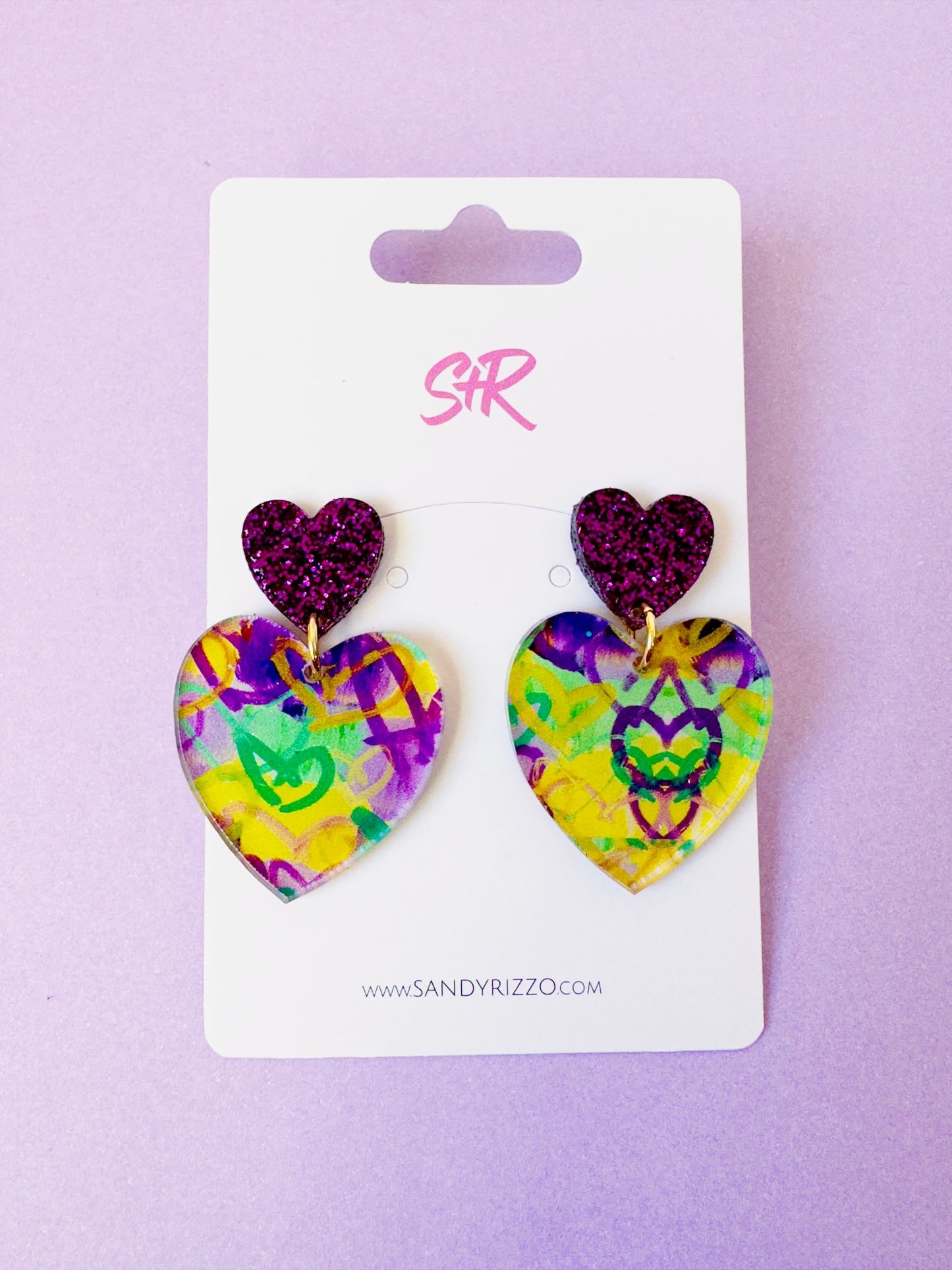 Mardi Gras Graffiti Double Heart