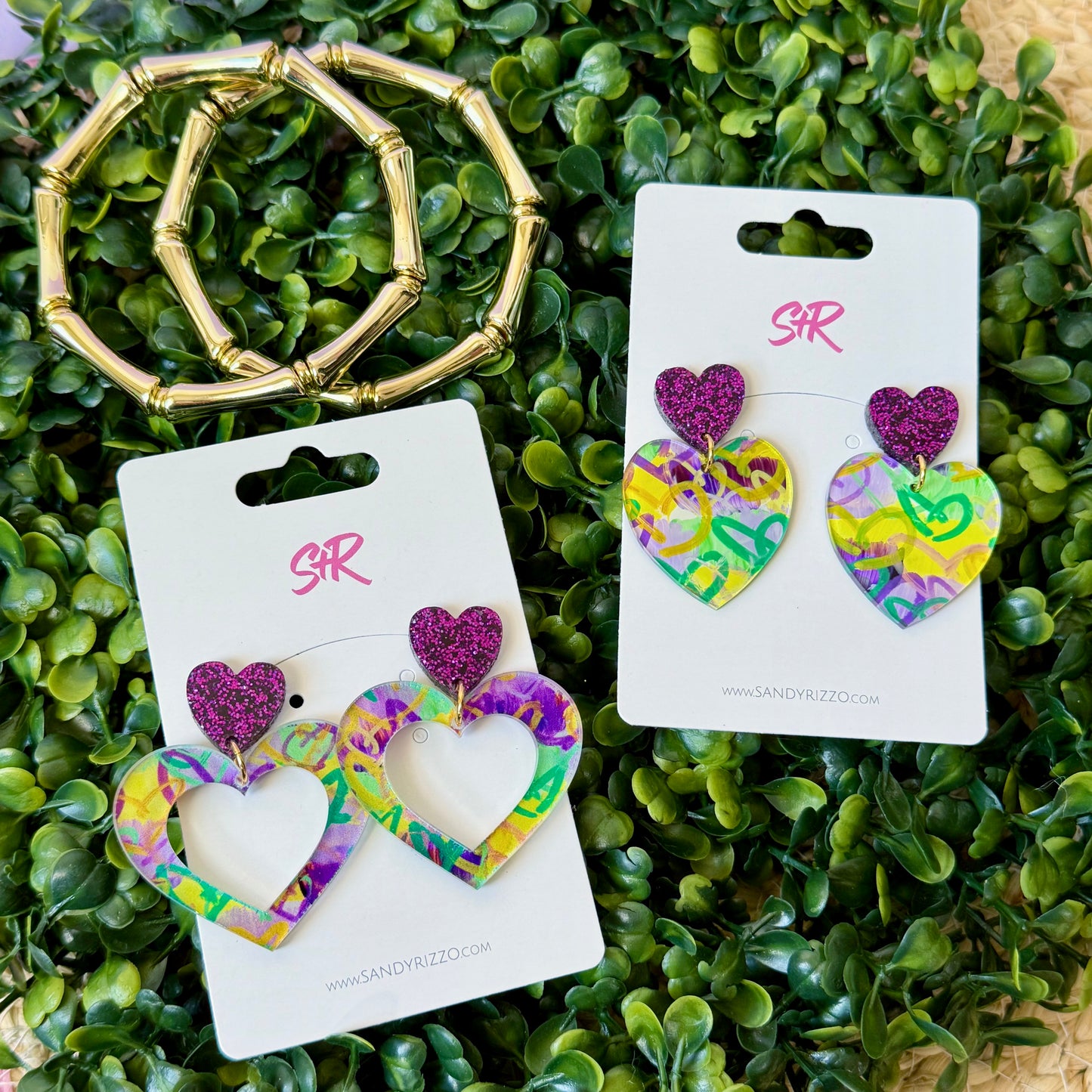 Mardi Gras Graffiti Double Heart