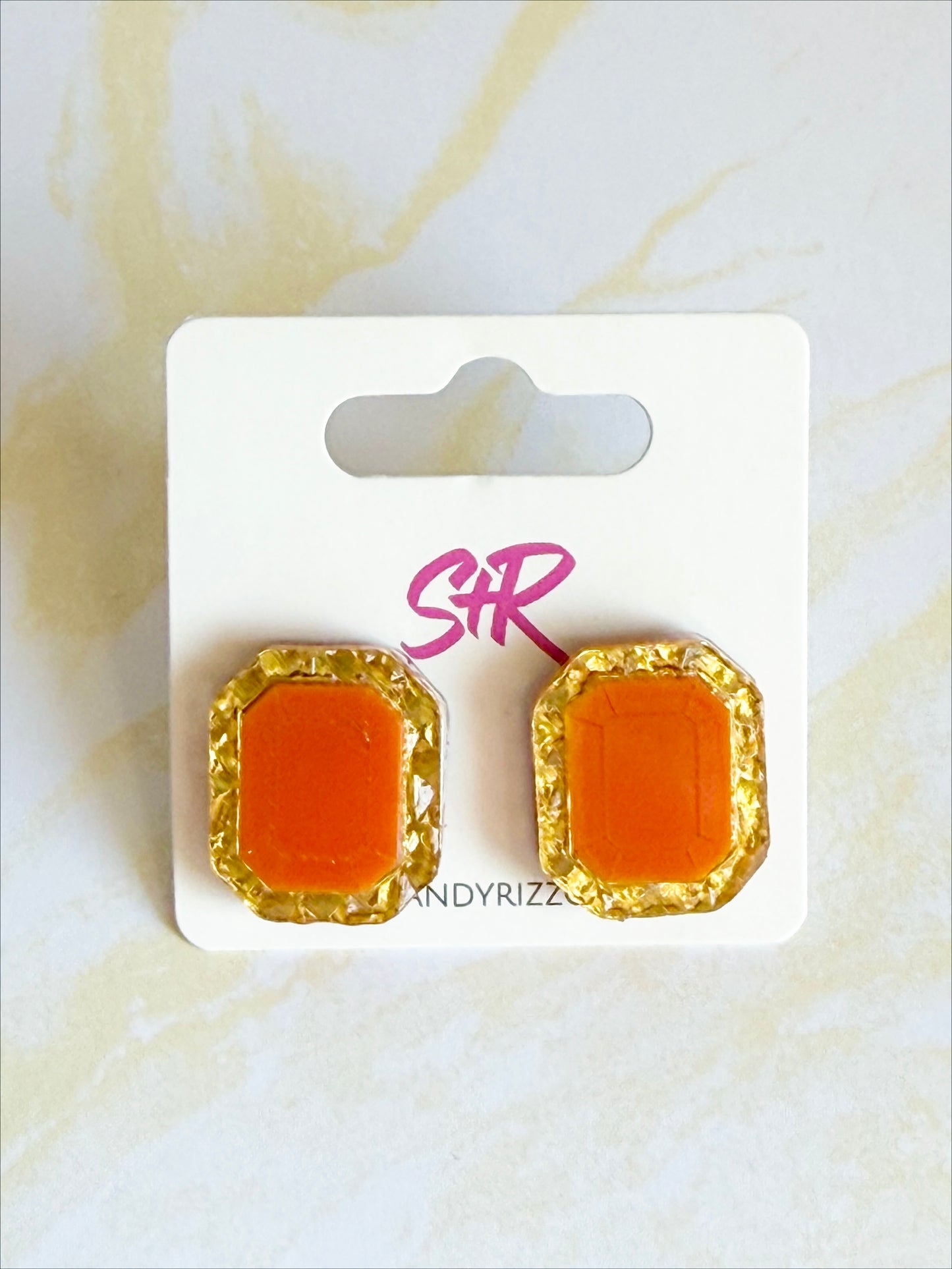 Orange and Gold Gem Stud