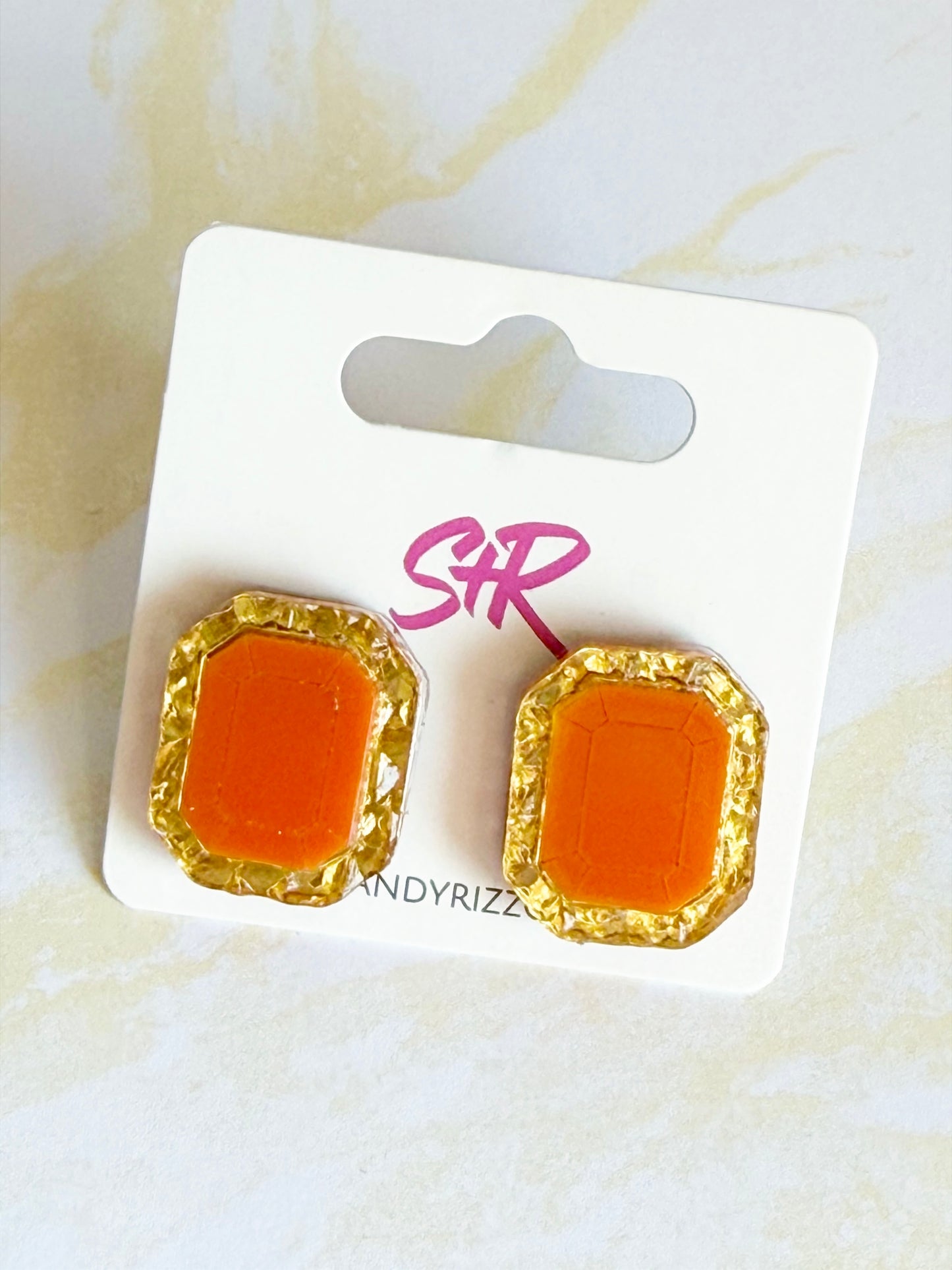 Orange and Gold Gem Stud