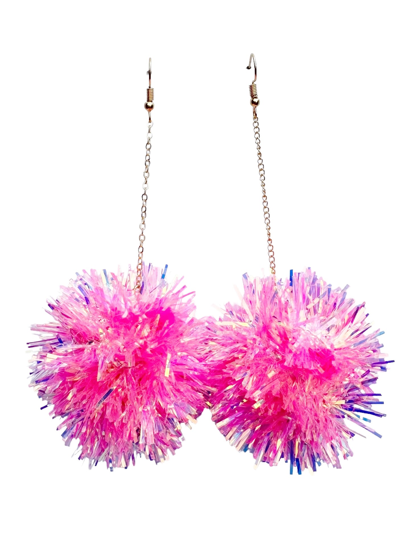 Pink Iridescent Pom Dangle