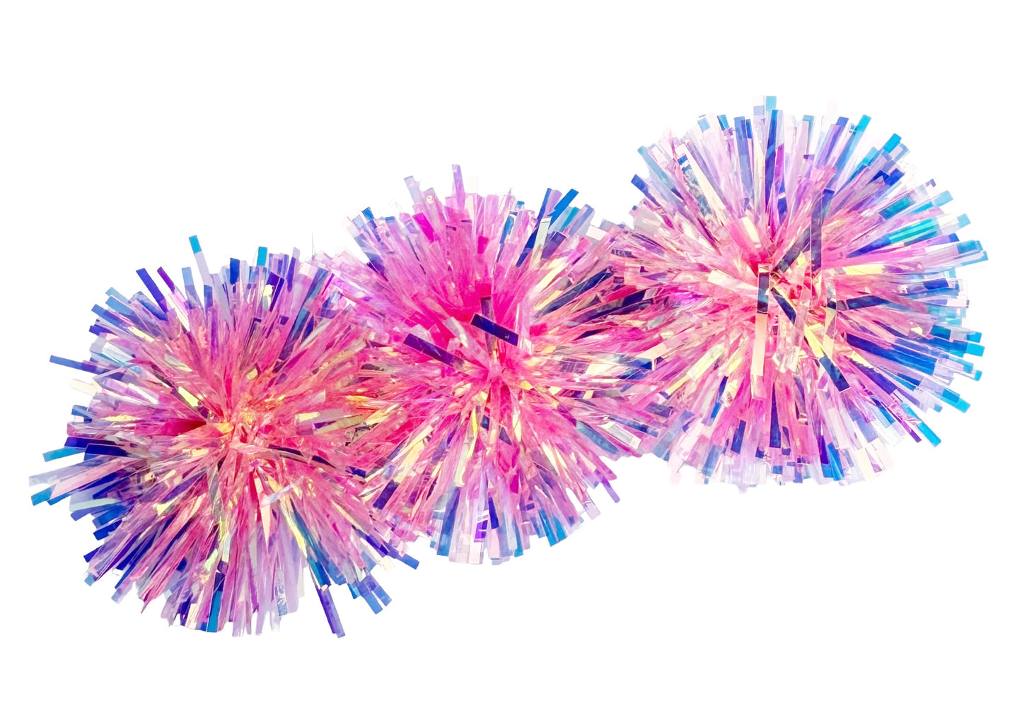 Pink Iridescent Party Pom Hair Clip