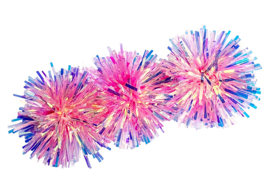 Pink Iridescent Party Pom Hair Clip