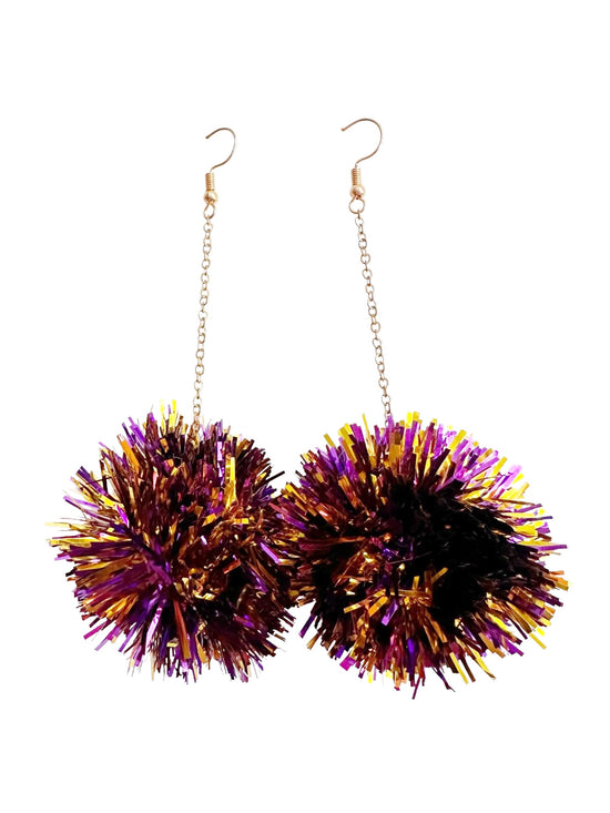 Purple and Gold Pom Dangle