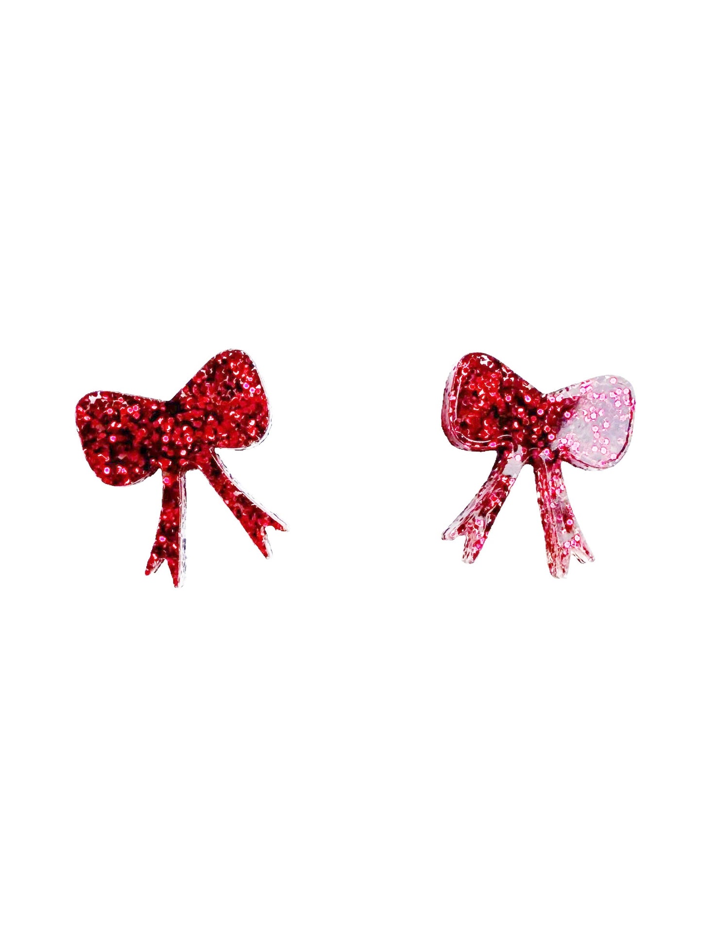 Red Glitter Bow Stud
