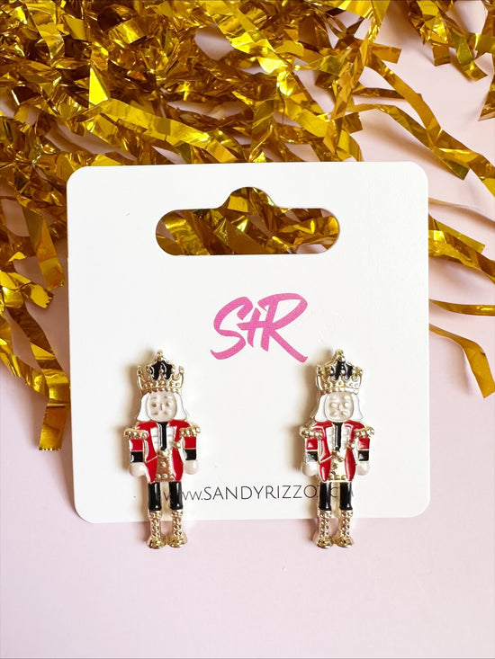 Small Traditional Enamel Nutcracker Stud
