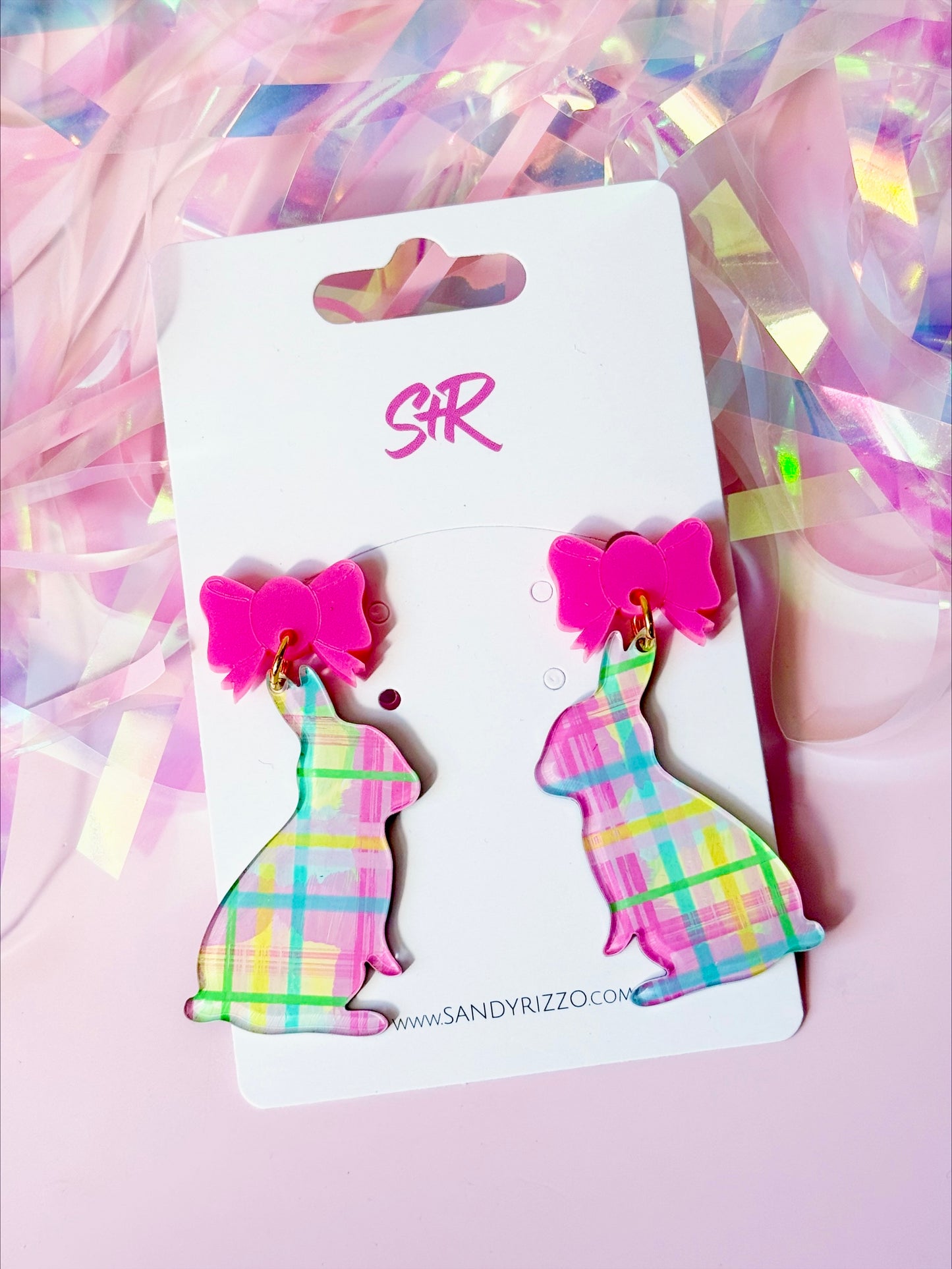 Spring Plaid Rabbit Dangle