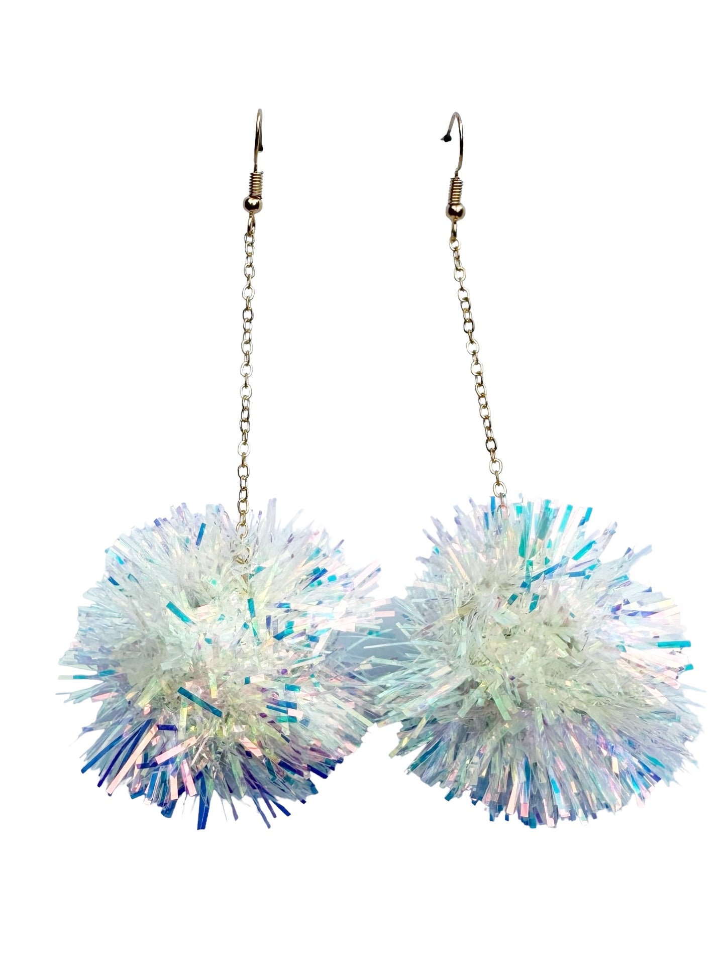 White Iridescent Pom Dangle