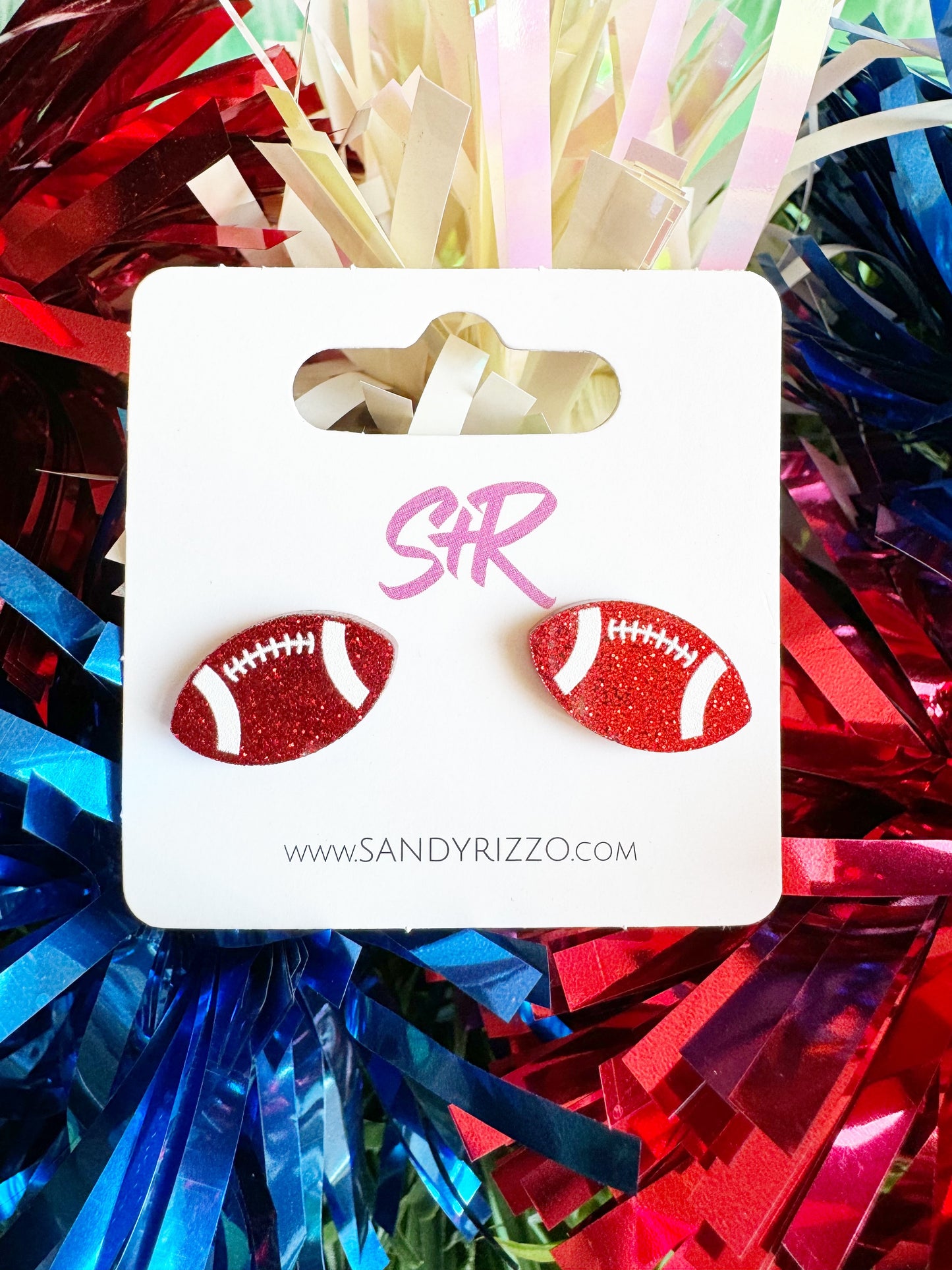 Red Glitter Football Stud