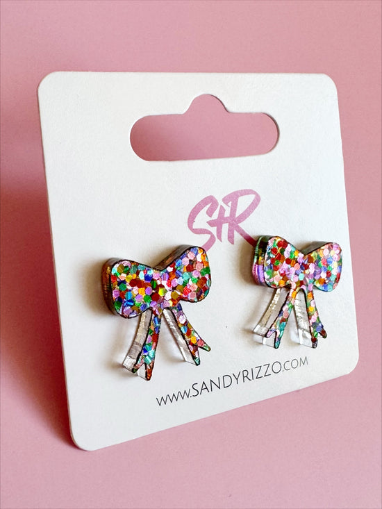 Confetti Dot Bow Stud