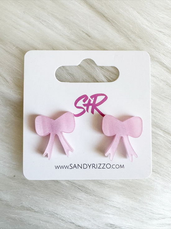 Pink Pearl Bow Stud