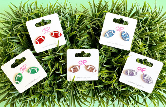 Green Glitter Football Studs