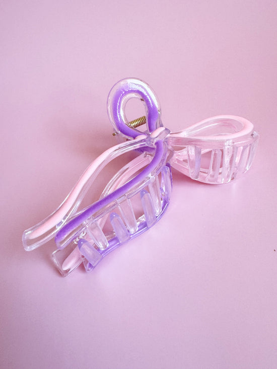 Pink and Purple Bow Clip