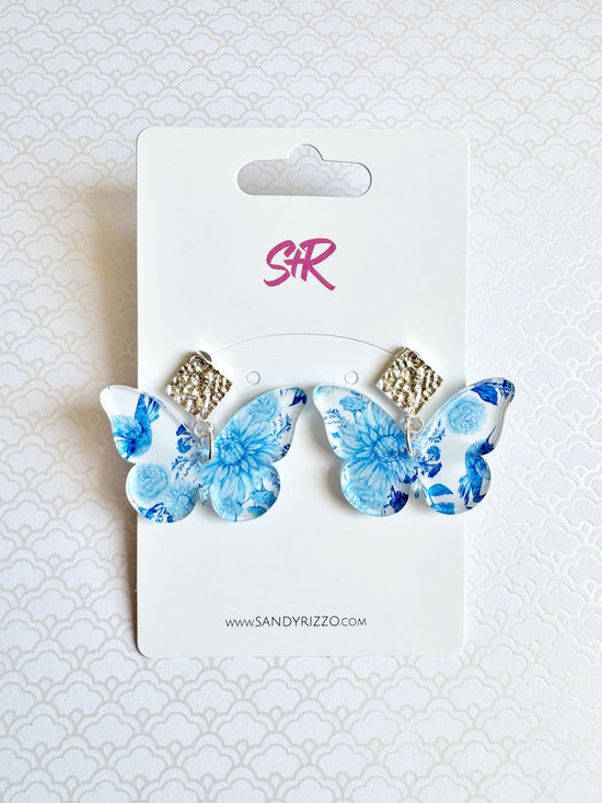 Blue Floral Butterflies