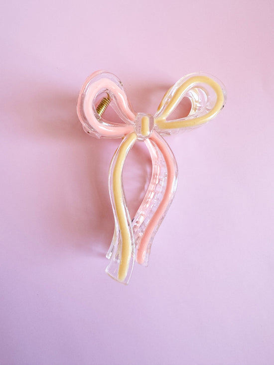 Peach and Pink Bow Clip