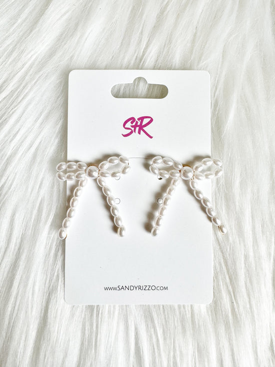 Beaded Pearl Bow Stud