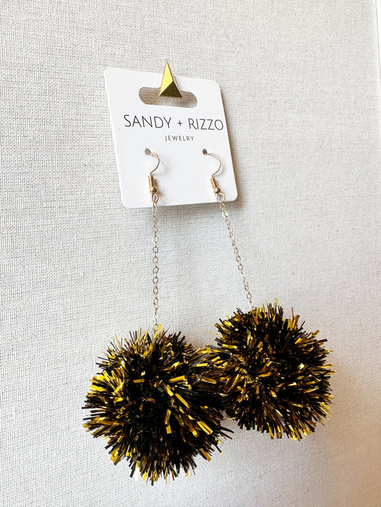Black and Gold Pom Dangle